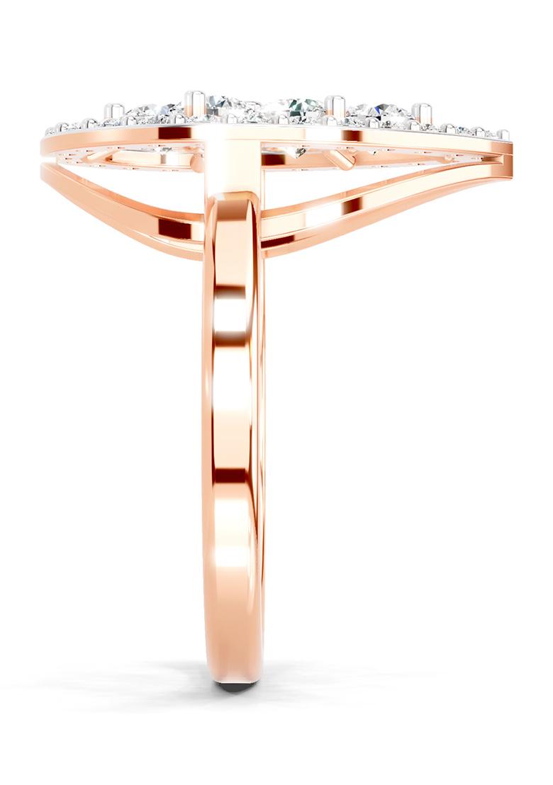14Kt Rose Gold Lab Grown Diamond 1.01 CT Round Cluster Diamond Ring for Women