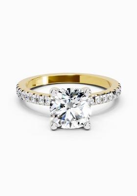 14Kt Yellow Gold Lab Grown Diamond 2.22 Carat Cushion Shape Diamond Ring for Women