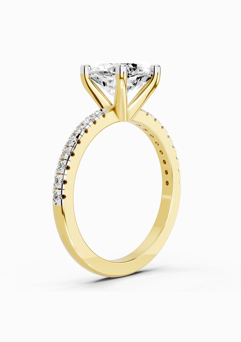 14Kt Yellow Gold Lab Grown Diamond 2.22 Carat Cushion Shape Diamond Ring for Women