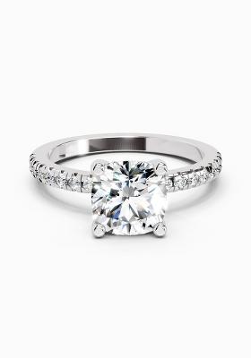 14Kt White Gold Lab Grown Diamond 2.22 Carat Cushion Shape Diamond Ring for Women