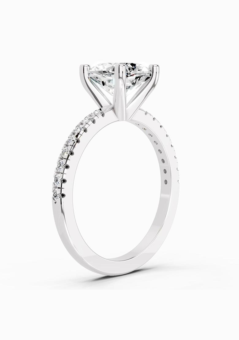 14Kt White Gold Lab Grown Diamond 2.22 Carat Cushion Shape Diamond Ring for Women