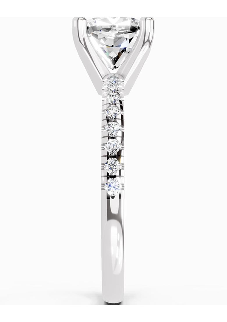 14Kt White Gold Lab Grown Diamond 2.22 Carat Cushion Shape Diamond Ring for Women