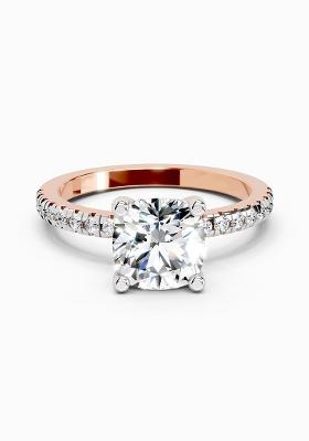 14Kt Rose Gold Lab Grown Diamond 2.22 Carat Cushion Shape Diamond Ring for Women