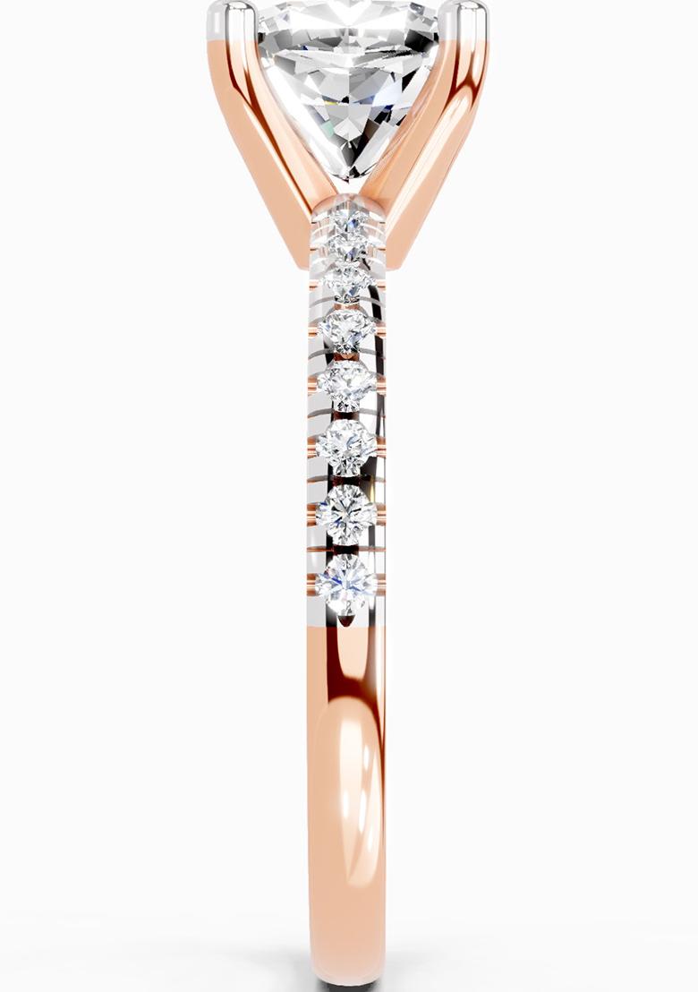 14Kt Rose Gold Lab Grown Diamond 2.22 Carat Cushion Shape Diamond Ring for Women