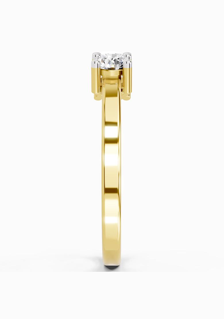 14Kt Yellow Gold Lab Grown Diamond 0.62 Carat Round Three Stone Ring for Women