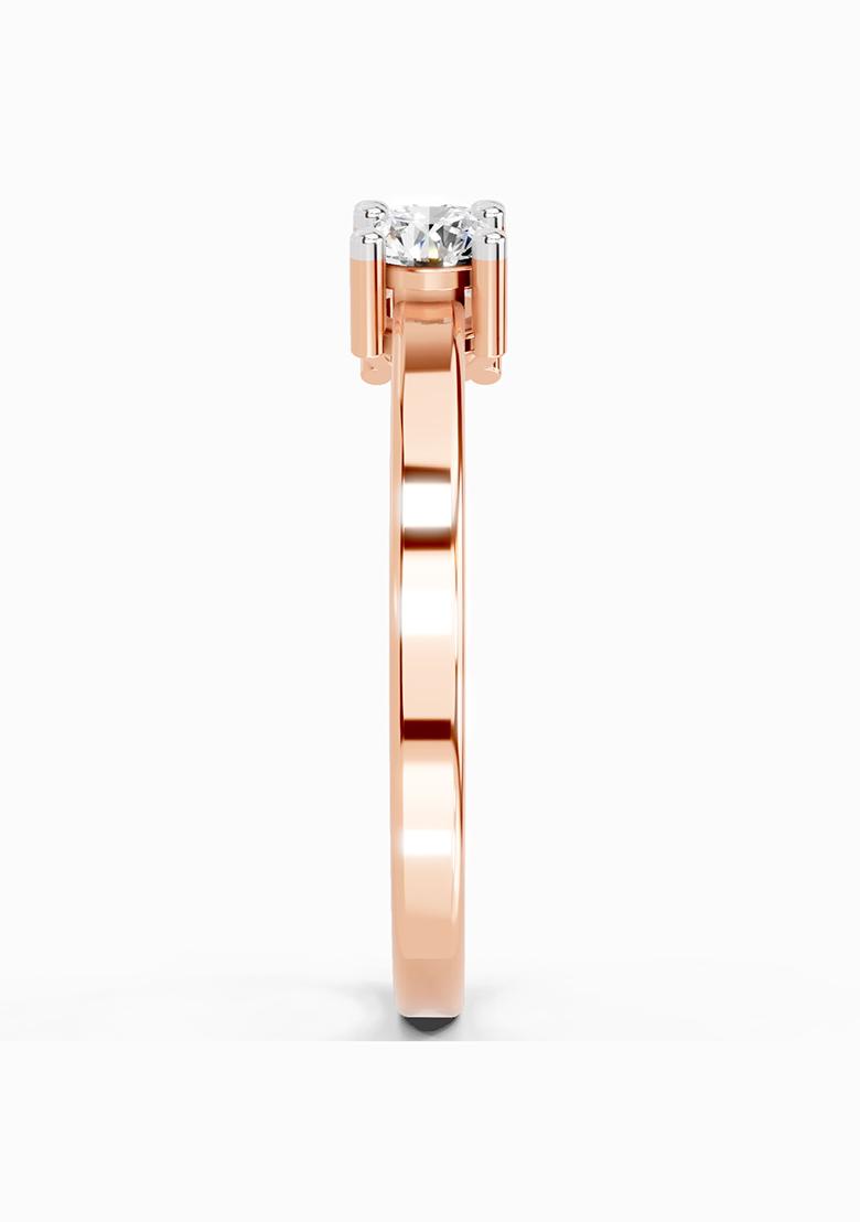 14Kt Rose Gold Lab Grown Diamond 0.62 Carat Round Three Stone Ring for Women