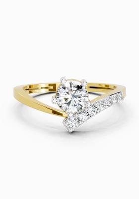 14Kt Yellow Gold Lab Grown Diamond 0.61 Carat Twist Bypass Diamond Ring for Women