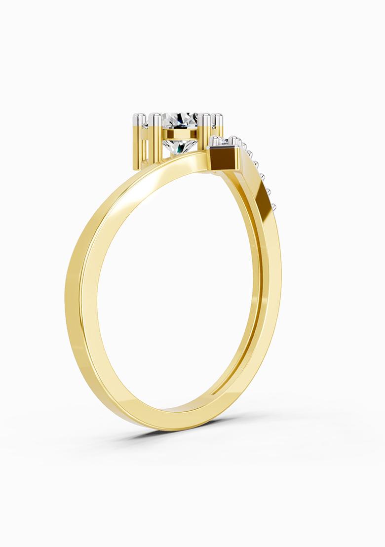 14Kt Yellow Gold Lab Grown Diamond 0.61 Carat Twist Bypass Diamond Ring for Women