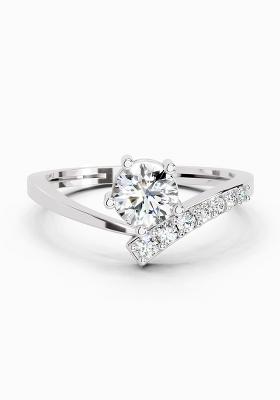 14Kt White Gold Lab Grown Diamond 0.61 Carat Twist Bypass Diamond Ring for Women