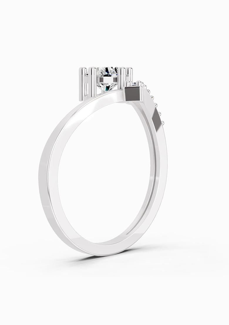 14Kt White Gold Lab Grown Diamond 0.61 Carat Twist Bypass Diamond Ring for Women