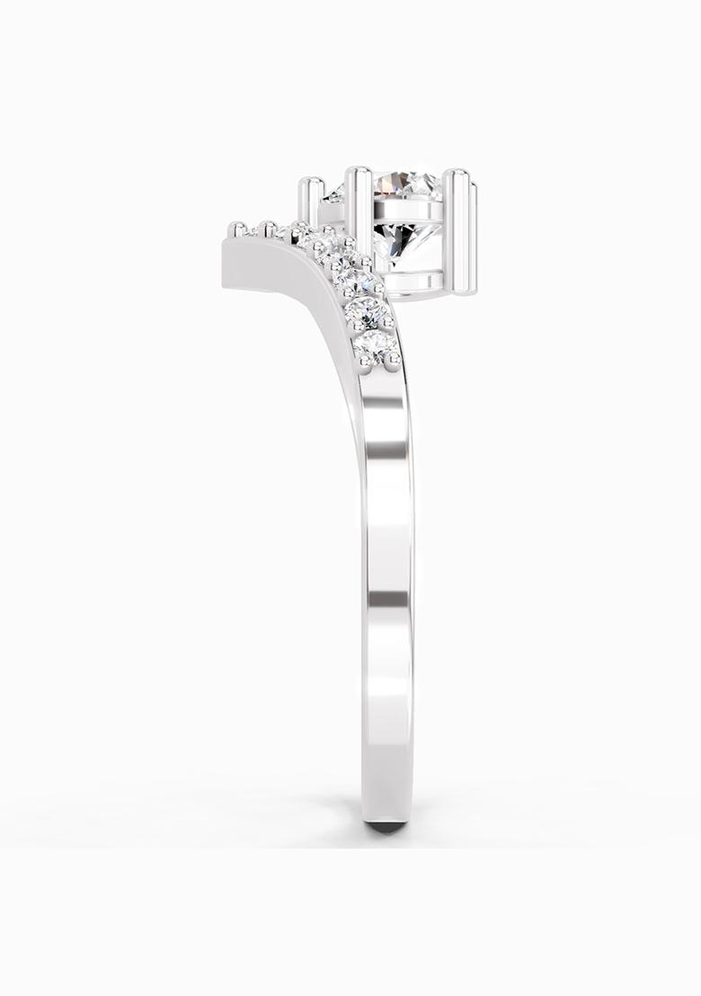 14Kt White Gold Lab Grown Diamond 0.61 Carat Twist Bypass Diamond Ring for Women
