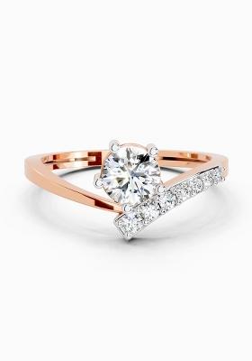 14Kt Rose Gold Lab Grown Diamond 0.61 Carat Twist Bypass Diamond Ring for Women