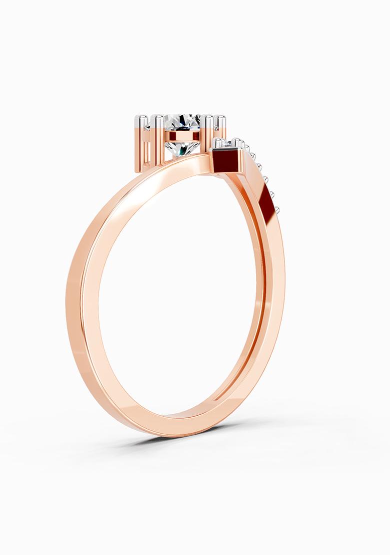 14Kt Rose Gold Lab Grown Diamond 0.61 Carat Twist Bypass Diamond Ring for Women