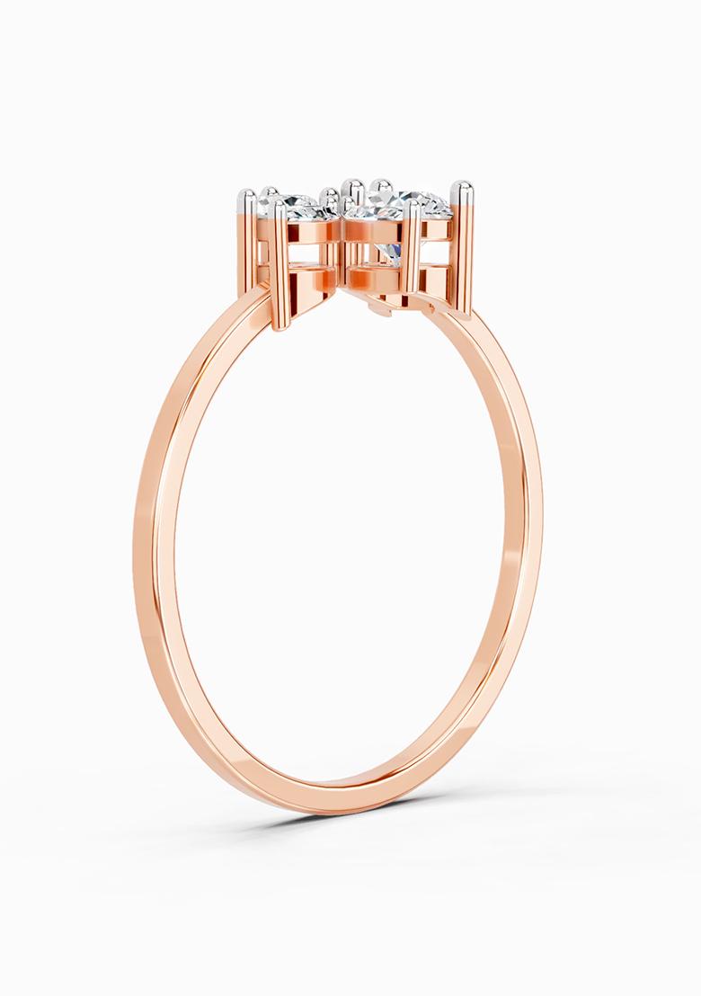 14Kt Rose Gold Lab Grown 0.46 Carat Round and Marquise Diamond Cluster Ring for Women