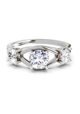 14Kt White Gold 3 Stone Lab Grown Diamond Ring For Women