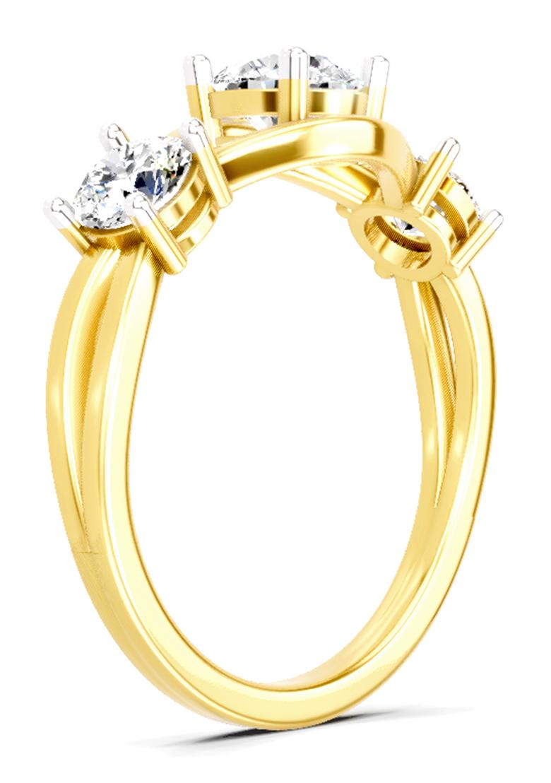 14Kt Yellow Gold 3 Stone Lab Grown Diamond Ring For Women