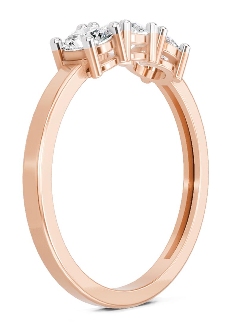 14Kt Rose Gold 3 Stone Lab Grown Diamond Ring For Women