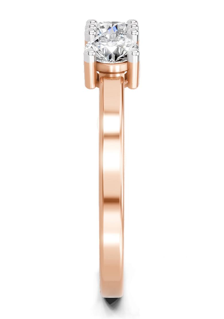 14Kt Rose Gold 3 Stone Lab Grown Diamond Ring For Women