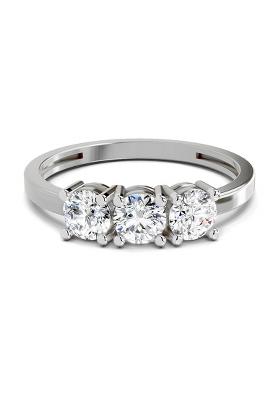 14Kt White Gold 3 Stone Lab Grown Diamond Ring For Women