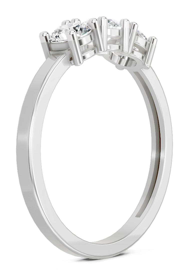 14Kt White Gold 3 Stone Lab Grown Diamond Ring For Women