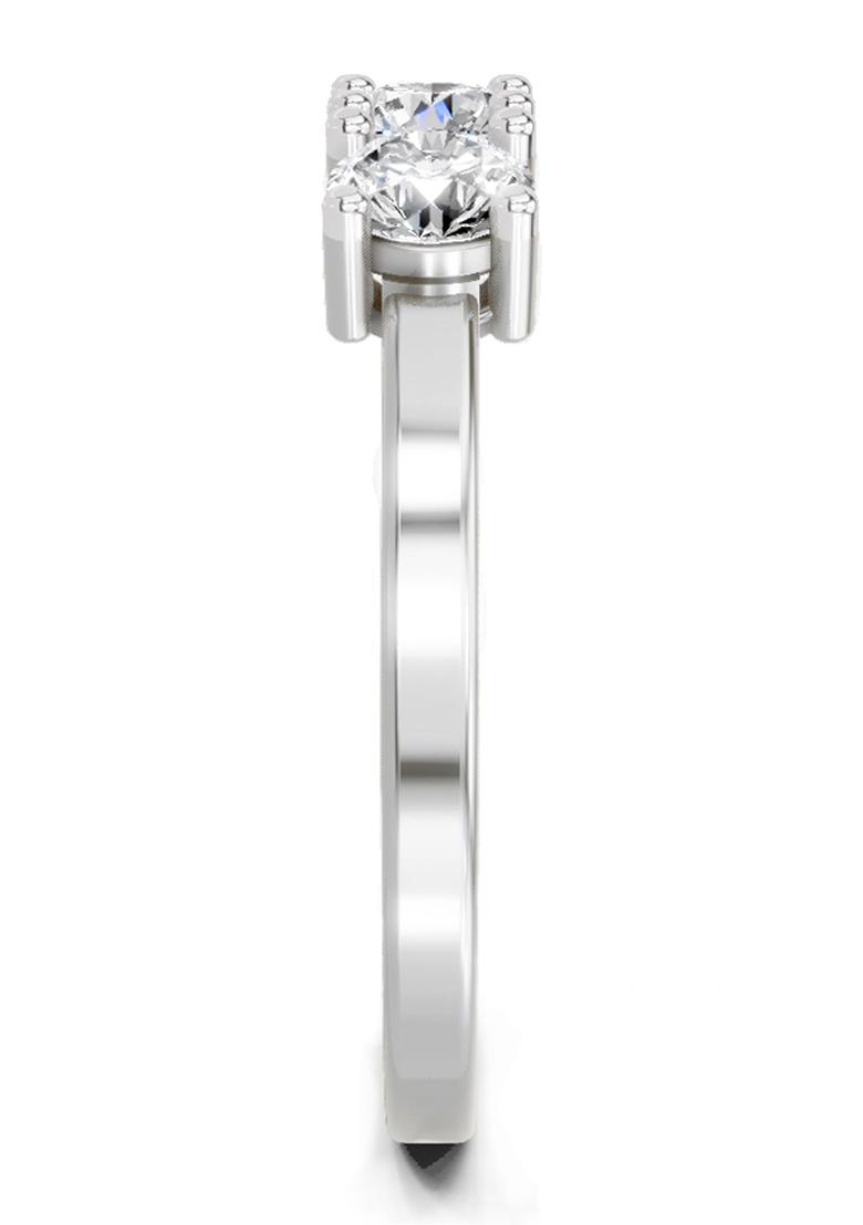 14Kt White Gold 3 Stone Lab Grown Diamond Ring For Women