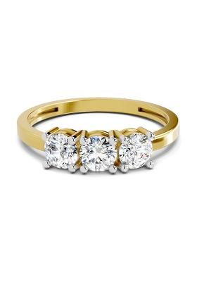 14Kt Yellow Gold 3 Stone Lab Grown Diamond Ring For Women