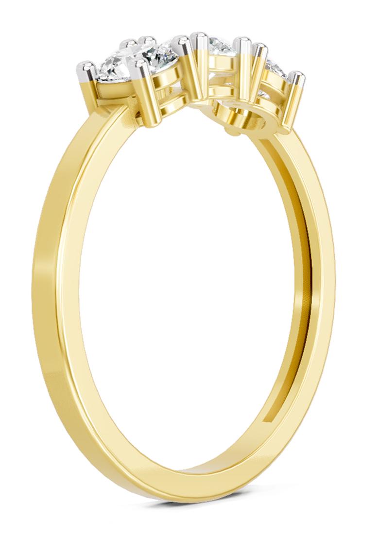 14Kt Yellow Gold 3 Stone Lab Grown Diamond Ring For Women