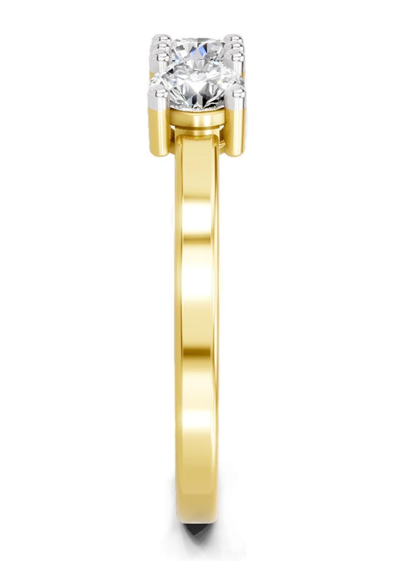14Kt Yellow Gold 3 Stone Lab Grown Diamond Ring For Women