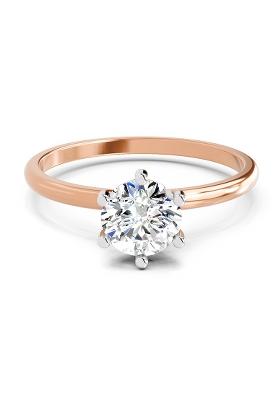14Kt Rose Gold 6 Prong Solitaire Lab Grown Diamond Ring For Women