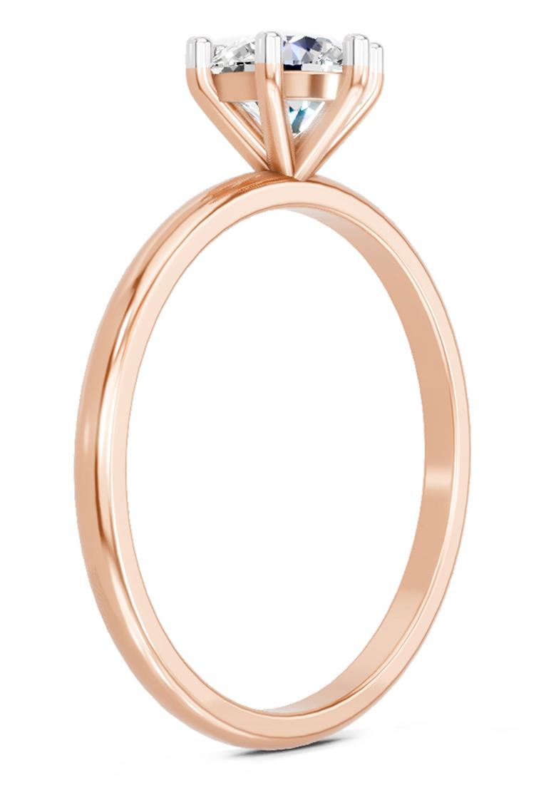 14Kt Rose Gold 6 Prong Solitaire Lab Grown Diamond Ring For Women