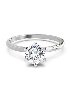 14Kt White Gold 6 Prong Solitaire Lab Grown Diamond Ring For Women