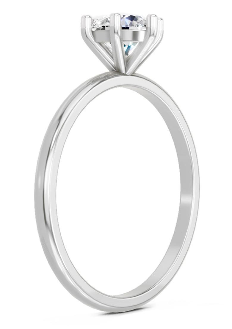 14Kt White Gold 6 Prong Solitaire Lab Grown Diamond Ring For Women