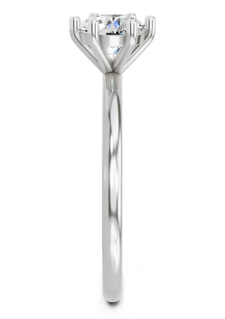 14Kt White Gold 6 Prong Solitaire Lab Grown Diamond Ring For Women