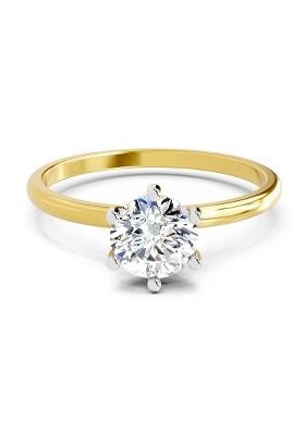 14Kt Yellow Gold 6 Prong Solitaire Lab Grown Diamond Ring For Women