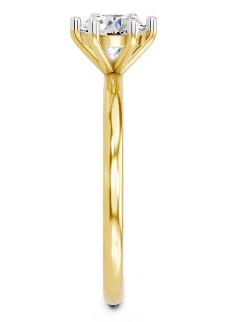 14Kt Yellow Gold 6 Prong Solitaire Lab Grown Diamond Ring For Women
