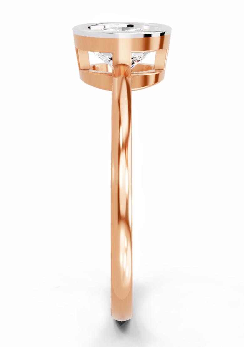 14Kt Rose Gold Bezel Solitaire Lab Grown Diamond Ring For Women