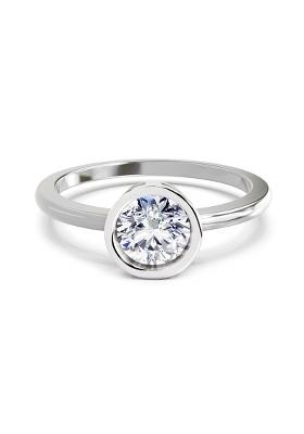 14Kt White Gold Bezel Solitaire Lab Grown Diamond Ring For Women