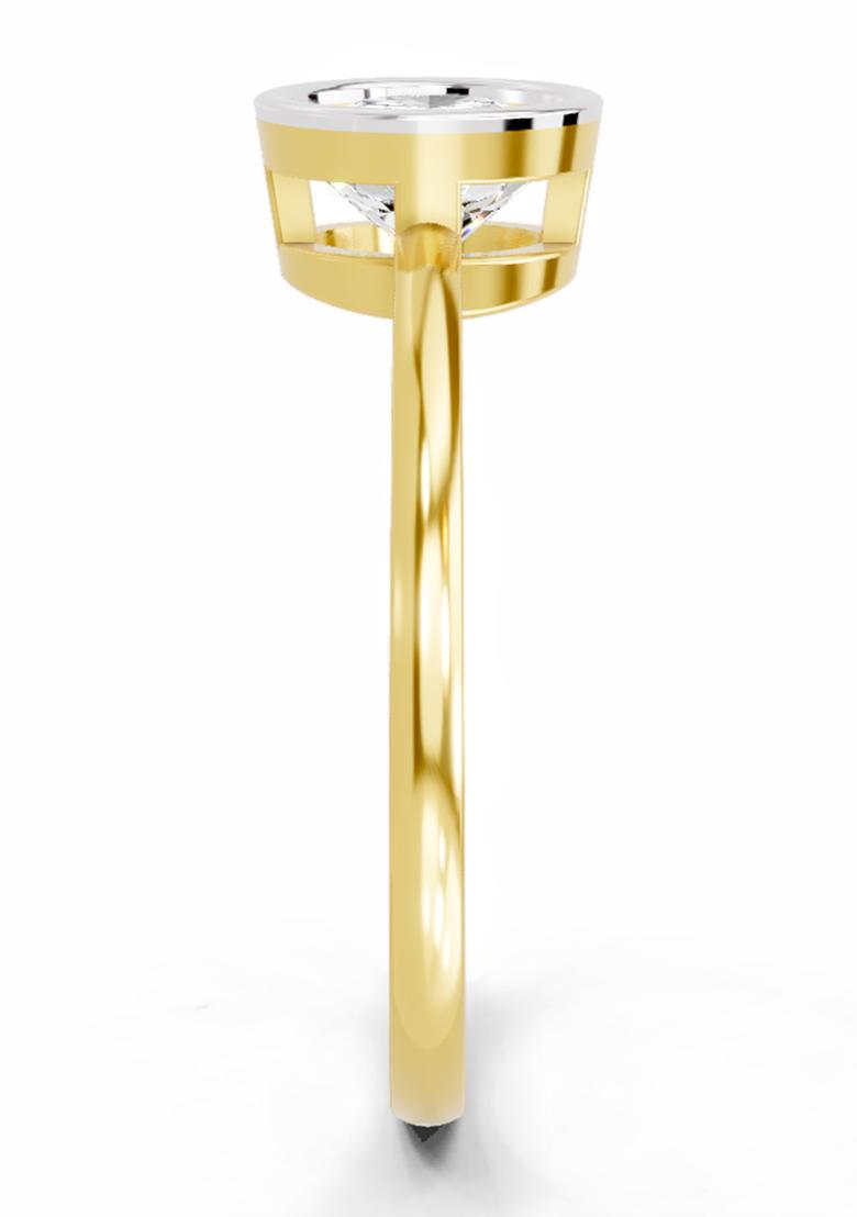 14Kt Yellow Gold Bezel Solitaire Lab Grown Diamond Ring For Women