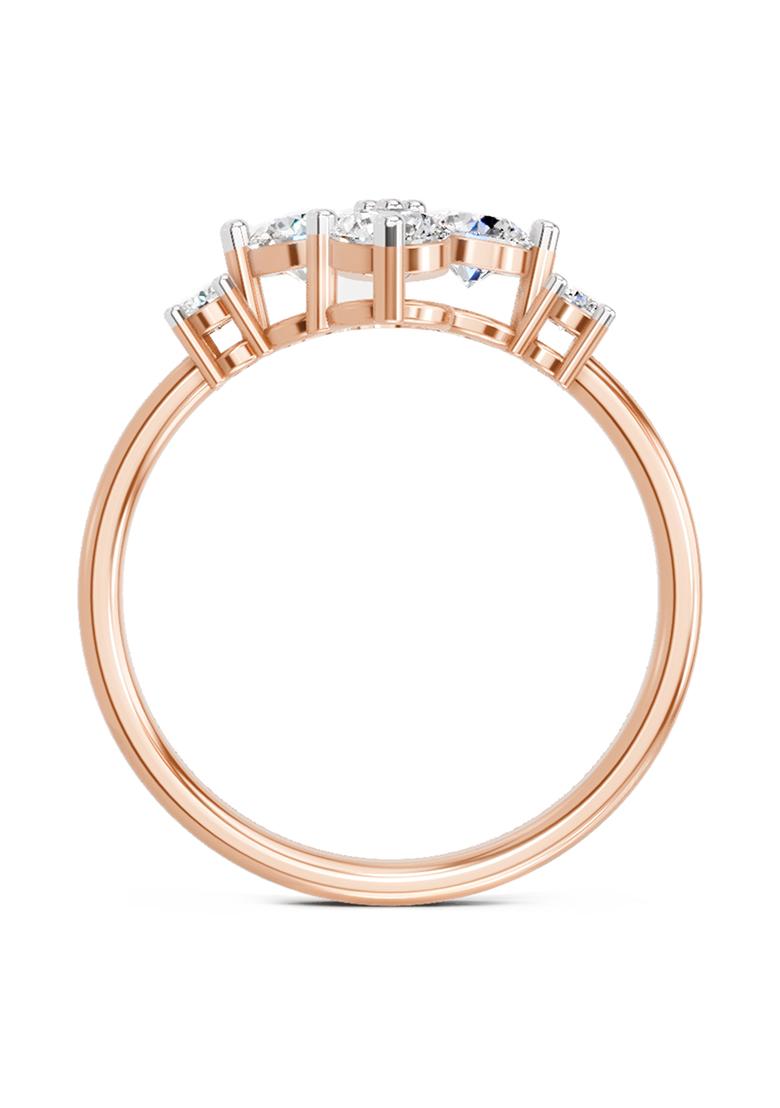 14Kt Rose Gold Cluster Lab Grown Diamond Ring For Women
