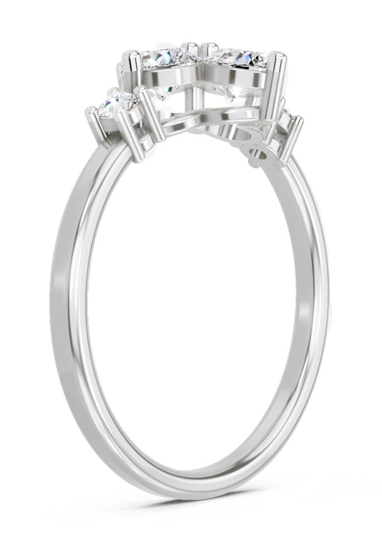 14Kt White Gold Cluster Lab Grown Diamond Ring For Women