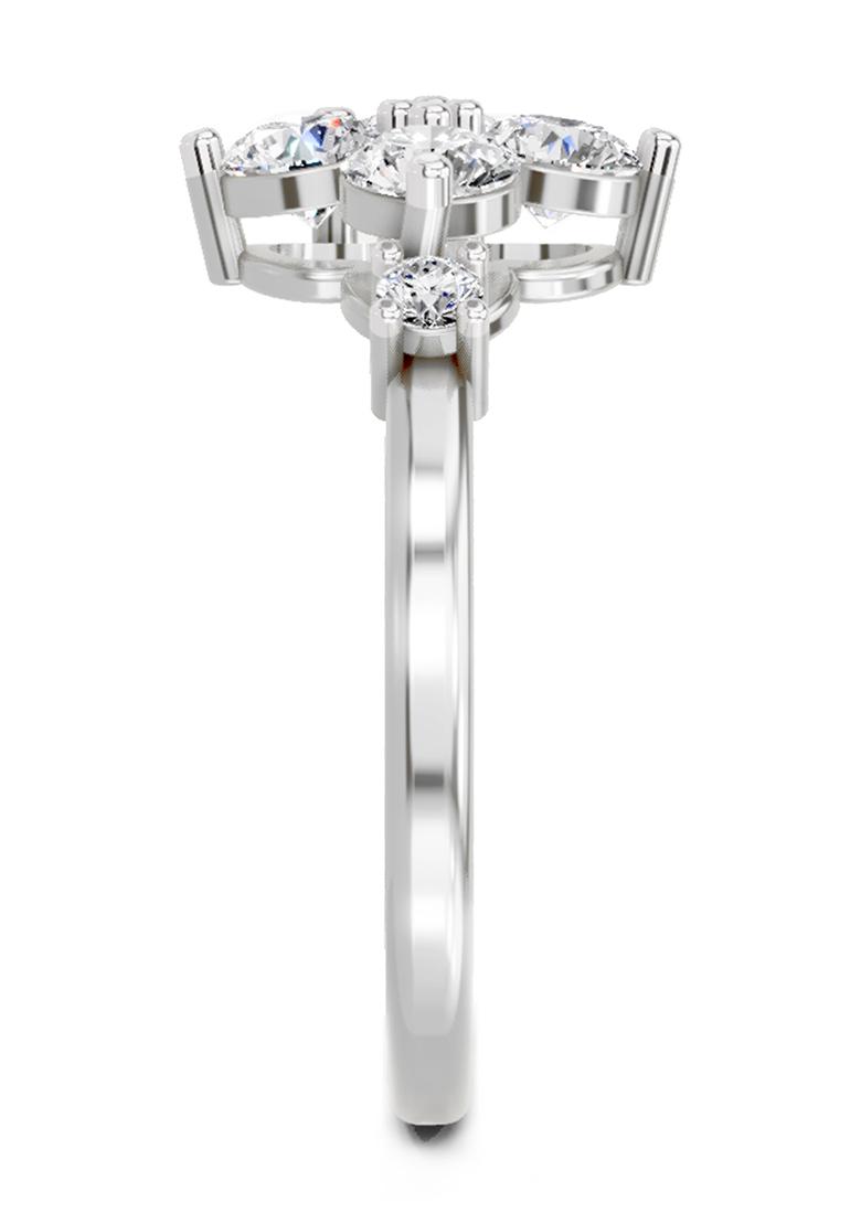 14Kt White Gold Cluster Lab Grown Diamond Ring For Women