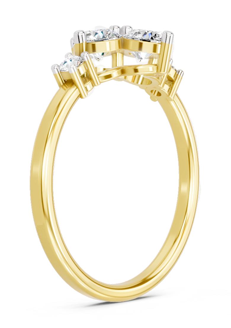 14Kt Yellow Gold Cluster Lab Grown Diamond Ring For Women
