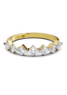 14Kt Yellow Gold 7 Stone Lab Grown Diamond Band Ring For Women