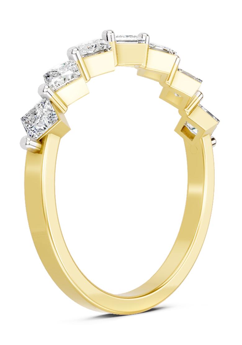 14Kt Yellow Gold 7 Stone Lab Grown Diamond Band Ring For Women