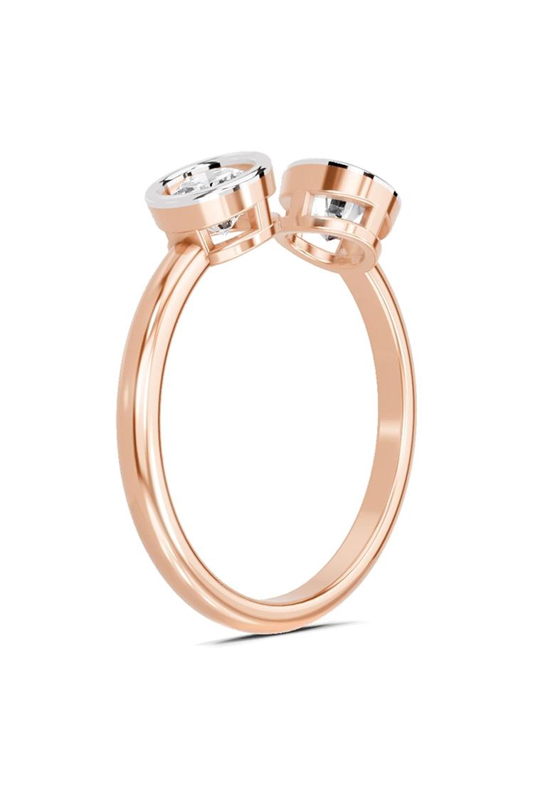 14Kt Rose Gold 2 Stone Open Lab Grown Diamond Ring For Women