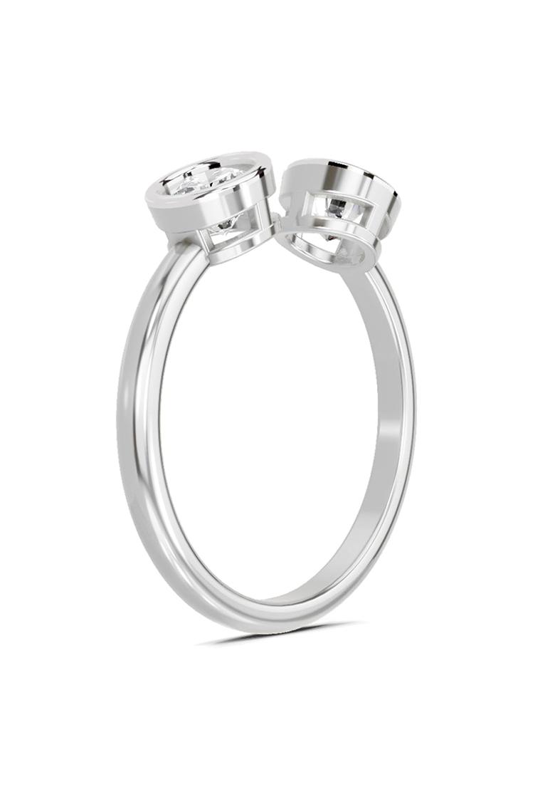 14Kt White Gold 2 Stone Open Lab Grown Diamond Ring For Women