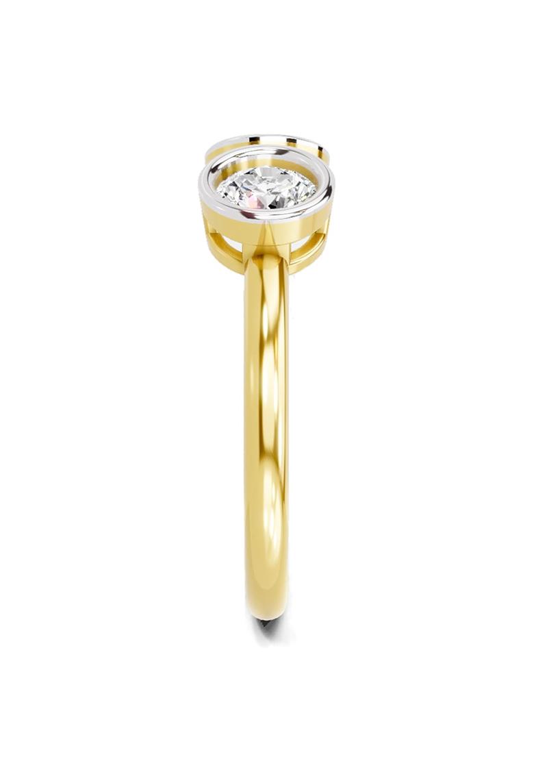14Kt Yellow Gold 2 Stone Open Lab Grown Diamond Ring For Women