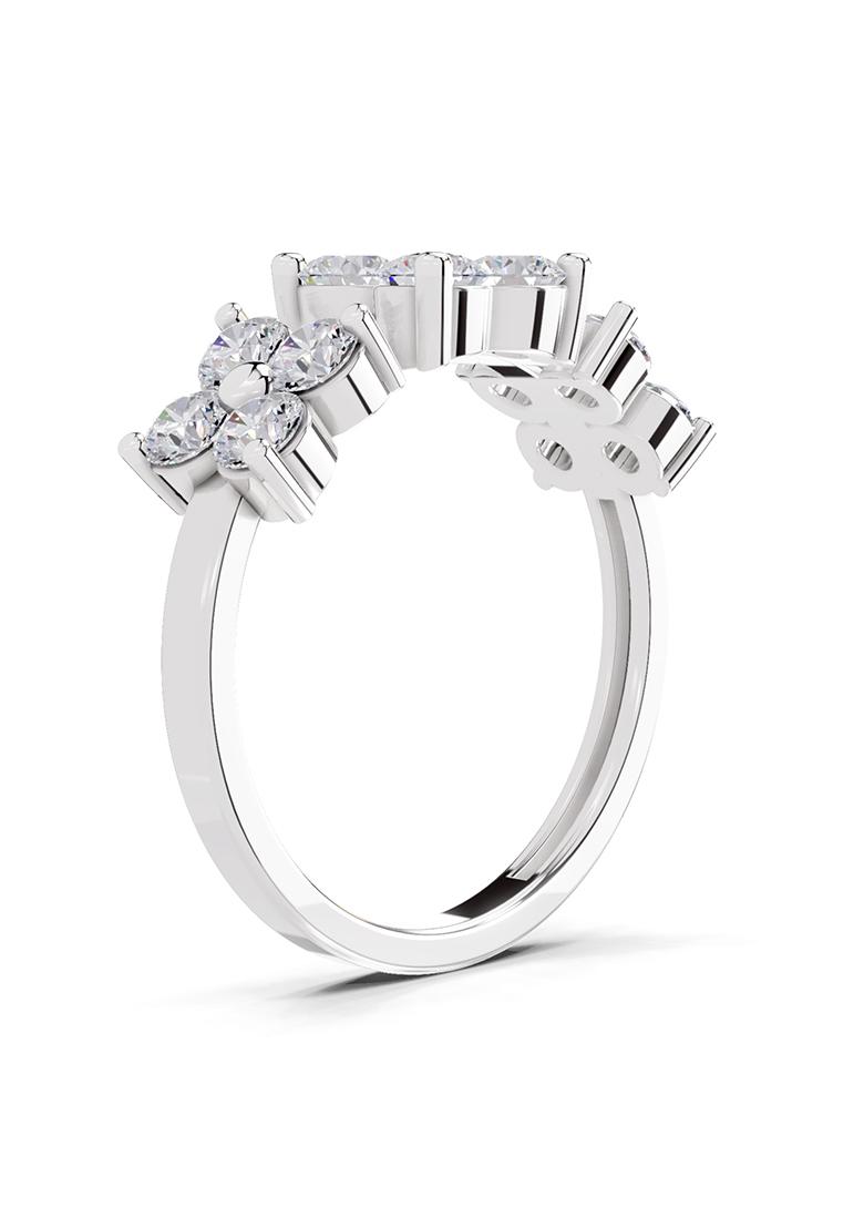 14Kt White Gold Lab Grown Diamond 1.19 Carat IGI Certified Round Shape Floral Diamond Ring for Women