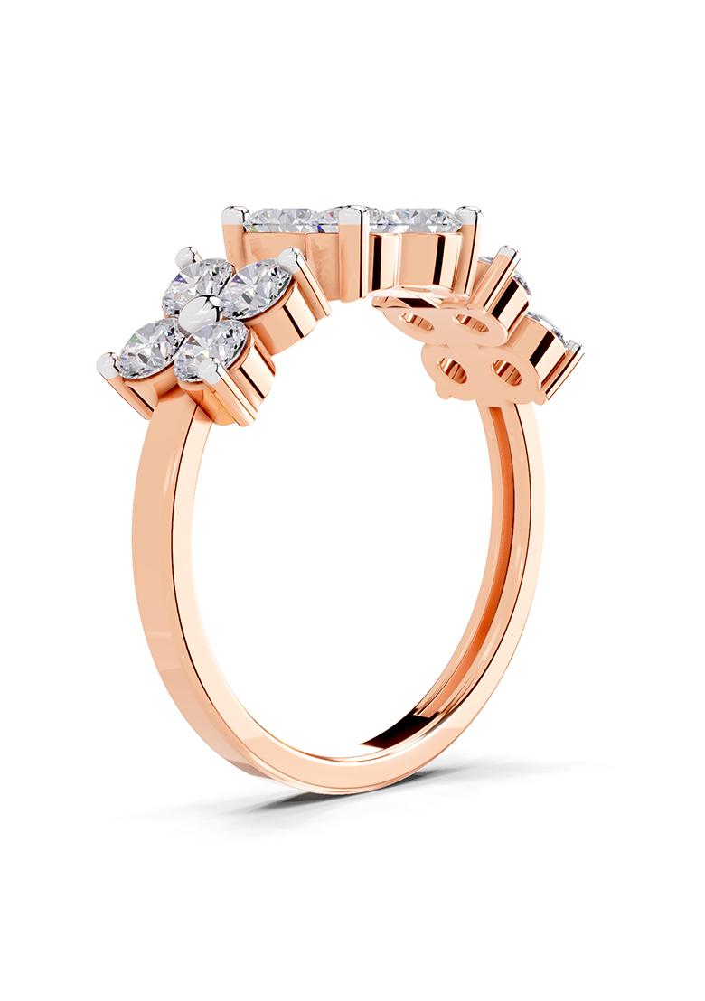 14Kt Rose Gold Lab Grown Diamond 1.19 Carat IGI Certified Round Shape Floral Diamond Ring for Women
