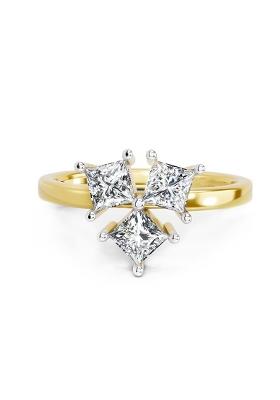 14Kt Yellow Gold Lab Grown Diamond 1.05 Carat IGI Certified Princess Shape 3 Stone Diamond Ring for Women